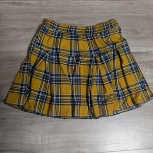 Colorful Planet Teen Girls L 14 Plaid Mini Skirt Yellow Multicolor Stretch